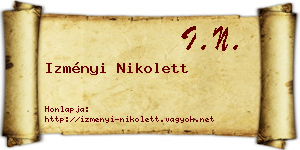 Izményi Nikolett névjegykártya